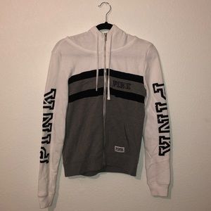 PINK Zip-Up Hoodie with embellished sleeves